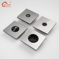Harga Pabrik 86 Soket dan Saklar UK Premium Bahan Stainless Steel Soket Universal 3 Pin dengan Saklar untuk Saklar Dinding Hotel Listrik
