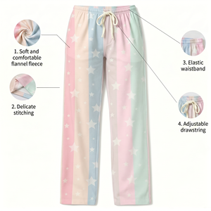 Pantalones <span class=keywords><strong>de</strong></span> Pijama 100% Poliéster con Estampado Completo, Ropa <span class=keywords><strong>de</strong></span> Dormir para Mujer, Impresión Bajo Demanda - Product Image 5