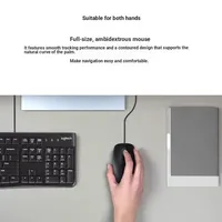 Ensemble clavier et souris ergonomiques filaires MK120, taille standard (104 touches), USB Plug & Play, suivi 1000 DPI, noir, pour bureau et domicile