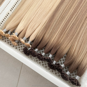 Extensions capillaires bouclées à pointe plate Yuanzhen en gros d'usine, double épaisseur, 100 % cheveux humains russes, extensions à pointe kératine - Product Image 4