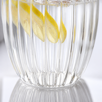 Vente en gros de tasses à café en verre à double paroi en borosilicate, verre à lait rayé fantaisie, isolées