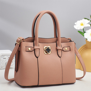 Sac à main élégant pour femme en cuir microfibre avec bandoulière amovible, fermeture à loquet, motif litchi, sac pour usage quotidien - Product Image 2