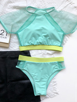 Koop Ontwerp Je Eigen Drop Ship Bikini Badpak Colorblock 2024 Badkleding Met Hoge Taille Tweedelige Bikini 'S Set Crop Top Badpak