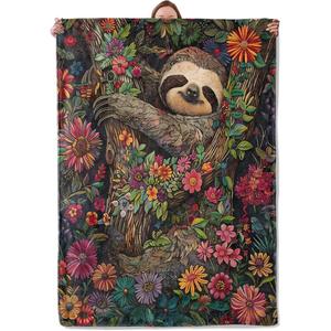 Assorted Print Floral Sloth Flannel <b>Blanket</b> Throw <b>Blanket</b> Nap <b>Blanket</b> Reversible Cozy Warm for Bedroom Living Room Custom Print - Product Image 1
