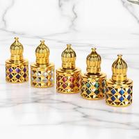 Nouvelle bouteille à bille en verre électroplaqué de 10 ml, rouge, violet, bleu, vert, style Moyen-Orient, pour huile essentielle, avec bouchon