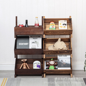 Wooden Multi Tier Storage Rack 3 Floors Bookcase Living Room Kitchen Organizer Multifunctional Decorative <b>Shelf</b> - Product Image 4
