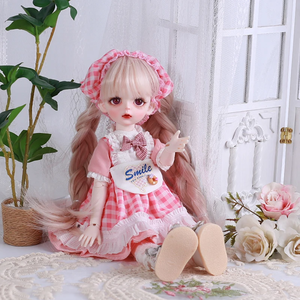 Für 30 cm (12 Zoll) 1/6 BJD Puppen-Outfit-Set Hübsches Mädchen Lolita Prinzessinnenkleid mit Kopfschmuck Dienstmädchenkleid Niedliche Rosa Kleidung und Puppe - Product Image 4