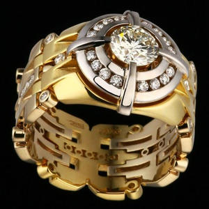 แหวนค็อกเทลทรงเรขาคณิต F722 แหวนเพชรทรงกลมสำหรับผู้หญิง แหวนแฟชั่นสำหรับงานหมั้น - Product Image 1