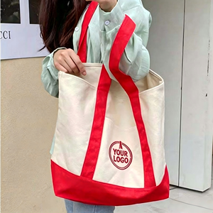 Vente en gros Sac fourre-tout Sac à provisions écologique 12oz pas cher Sac fourre-tout en toile coton réutilisable imprimé avec logo personnalisé - Product Image 3
