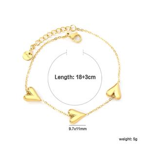 Pulsera de Moda para Mujer, Chapada en Oro de 18K, de Acero Inoxidable, con Dije de Corazón, Resistente al Agua, Moderna, Antideslustre - Product Image 2