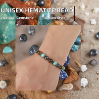 Bracelet unisexe en hématite avec perles de pierre de 6 mm, style géométrique vintage, nouveau design, pour la guérison Reiki, le yoga et la méditation, bijou élastique tendance