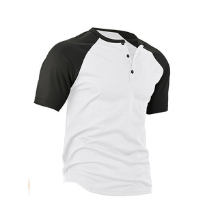 Men's Color Block Henley Short Sleeve Casual <b>Shirt</b> Solid Pattern 180gsm Single Button <b>Collarless</b> Summer Wear - Product Image 3