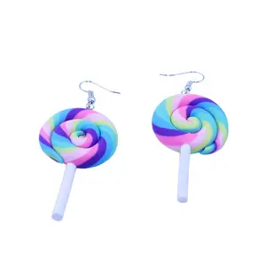 Hot Sale Lovely Polymer Clay Lollipops Drop Earrings for Women