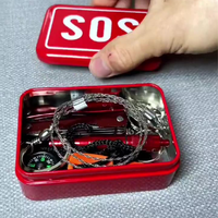 XUANLAN Kotak Peralatan Survival Mini Portabel Berbahan Logam Warna Oranye Tahan Air Sepenuhnya Peralatan Darurat Luar Ruangan Model 021O untuk Hiking