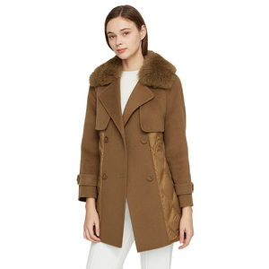 <span class=keywords><strong>Manteau</strong></span> en laine épissé de couleur unie de haute qualité <span class=keywords><strong>manteau</strong></span> d'hiver en duvet pour femmes avec col en fourrure - Product Image 4