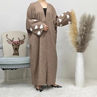 Robe ample en lin respirant gris pur avec broderie nuage blanche, manches chauve-souris, grande taille, printemps, pour femmes musulmanes de Dubaï