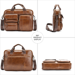 Chấp Nhận Biểu Tượng Tùy Chỉnh Kinh Doanh Làm Việc Cặp Người Đàn Ông Da 15 Inch Máy Tính Xách Tay Túi Cặp Chính Hãng Da Cặp Cho Nam Giới - Product Image 4