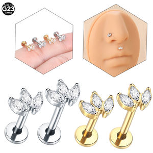Tige de Lèvre Labret en Titane Tendance CZ, Clou Fileté Interne, Boucle d'<span class=keywords><strong>Oreille</strong></span>, Kit de Piercing pour Cartilage, Bijoux - Product Image 3