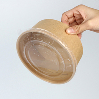 Emballage alimentaire à emporter à double paroi recyclable Boîte de bol à lunch imprimée de logo personnalisé avec couvercle fabriqué à partir de papier artisanal