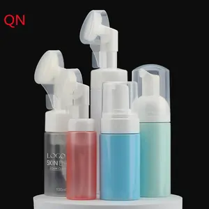 Yüz temizleyici silikon fırça ile 100ml kozmetik köpük pompa şişesi boş toner losyon köpürtücü şişe ambalajlama