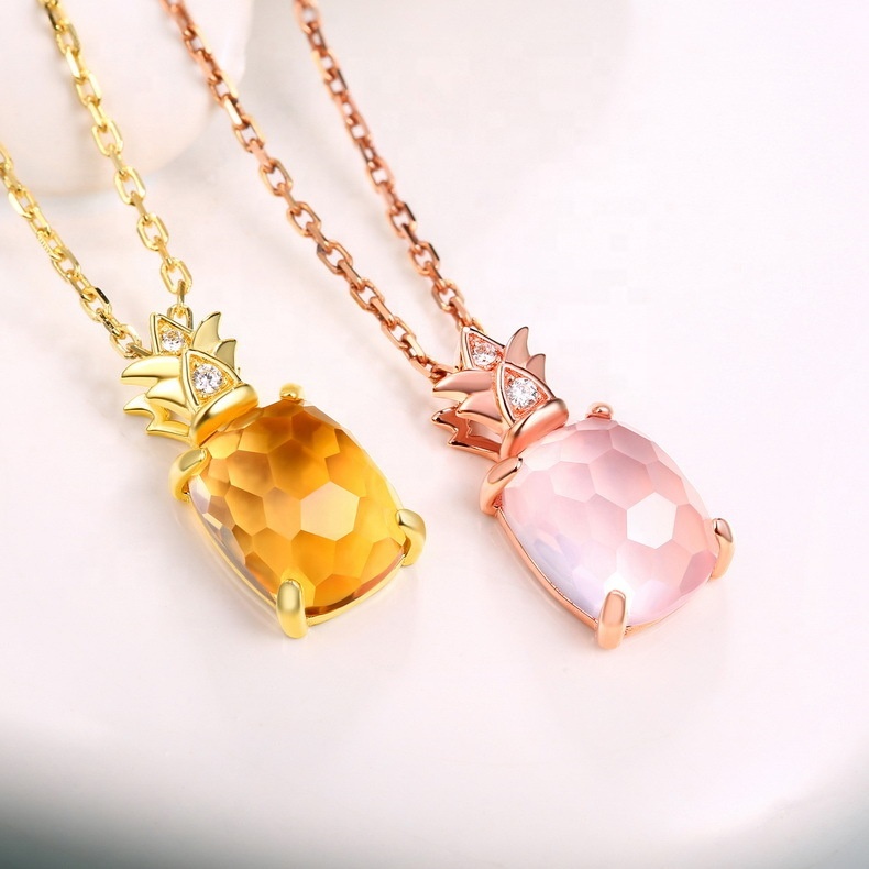 Pendentif Ananas Bling Bling - Cristal Incrusté Porte-clés Fruit Design Jaune - Neuf Avec étiquettes