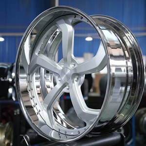 Jantes forgées XINGTU de luxe en <span class=keywords><strong>2</strong></span> pièces, finition argent brossé avec lèvre chromée pour Rolls-Royce, Bentley, Maybach, Mercedes Classe S, S600 - Product Image 2