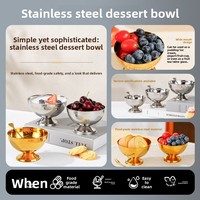 Bol en acier inoxydable de qualité alimentaire au design moderne et minimaliste pour dessert, gâteau, fraise, usage créatif et décoratif, vaisselle d'exportation