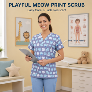 Tenues d'infirmière à imprimé dessin animé, uniformes médicaux professionnels, tissu doux et respirant, taille élastique, confortables - Product Image 5