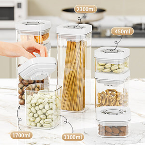 Airtight Storage Jar Set Rectangle Plastic Lid Food Grade Sealed Moisture Proof For Kitchen Cereals Grains Flour Pasta Nuts - Product Image 3