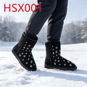 Botas de Nieve para Mujer HY, Diseño con Adornos de Diamantes, Cuero de Gamuza de Calidad, Anti-frío, Hua Singh, 8 Pulgadas, Botas de Invierno para Países Nórdicos HSX001 - Product Image 1