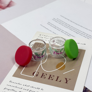 Perfil bajo personalizado 5ml 6ml almacenamiento redondo transparente contenedor hermético de borosilicato tapa de silicona 6ml tarro pequeño de silicona de vidrio - Product Image 3