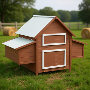 Gallinero de Madera Maciza de Abeto, Color Mocha Blanco, 59.8x37.7x43.3 Pulgadas, Alojamiento Ecológico para Pollos - Product Image 2