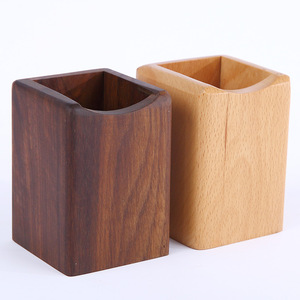 Wooden Pen Holder Square <b>Solid</b> <b>Wood</b> Office <b>Desk</b> Storage Box For Pens Pencils Craft Gift Item - Product Image 1