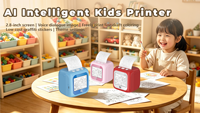 Printer Thermal Mini Portabel AI Model B6 2026 untuk Anak, Pembuat Gambar Suara, Printer Foto DIY, Hadiah Anak, Stok Tersedia, 1500mAh