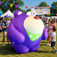 Modèle de dessin animé d'ours mignon gonflable violet personnalisé, pour la décoration d'événements festifs, la publicité commerciale, les événements de carnaval