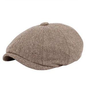 Men Beret Newsboy Hat Vintage Tweed Peaky Berets Baker Boy Hat
