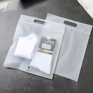 Bolso con cremallera transparente rosa y negro personalizado para prendas de vestir, ropa interior, calcetines, piel hecha de polietileno - Product Image 1