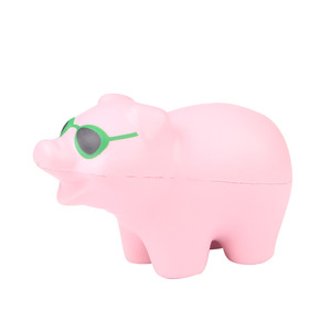 Pink Pig <b>Squishy</b> Toy With Green Sunglasses Soft Pu Fidget Stress Relief For Kids Unisex 2 To 4 Years - Product Image 3