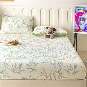 Colcha individual estampada 100% algodón personalizada al por mayor de fábrica con diseño de banda elástica alta Protector de colchón - Product Image 2