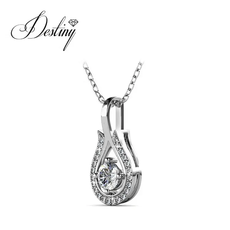 Premium Austrian Crystal Jewelry Sterling Silver 925 / Brass Leah Pendant Initial Necklace Destiny Jewellery