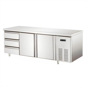 Banco DE TRABAJO refrigerado comercial XEOLEO, banco de trabajo <span class=keywords><strong>congelador</strong></span> de 0 ~ 12 grados, 3 cajones, 2 puertas, cajón/puerta, banco de trabajo de refrigeración híbrido - Product Image 1