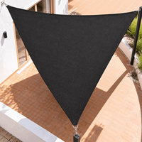 Voile d'ombrage triangulaire en HDPE noir stabilisé aux UV pour patio, pergola, cour et jardin, protection solaire