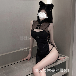 Lencería Manyu, Uniforme Cheongsam, Camisón Transparente, Conjunto Sexy para la Noche, Coqueteo, Pasión, 9009 - Product Image 2