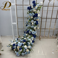 JIMDA Promo Spesial Set Runner Bunga Biru Elegan Custom, Panel Bunga Artificial Real Touch untuk Pesta Pernikahan dan Acara