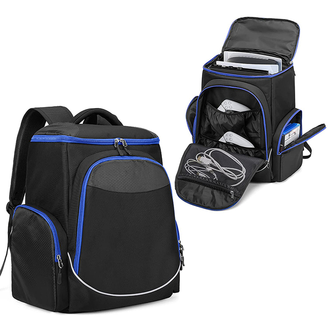 Gaming Backpack for PS5, Protective Travel Carrying Case Bag Compatible with Playstation Storage Bag with Multiple Pockets