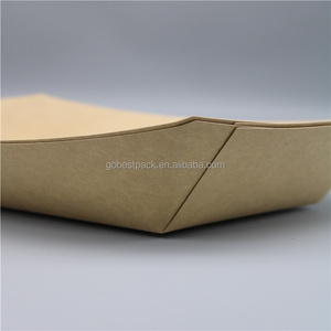 Prêt à expédier <span class=keywords><strong>2022</strong></span> 1000 pièces boîtes à collations en forme <span class=keywords><strong>de</strong></span> bateau en papier Kraft plateaux à emporter pour Sushi Hot Dog frites stratification mate - Product Image 4