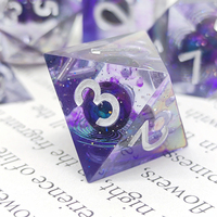 Dés en résine artisanaux bleus en forme de poisson et de dragon, à noyau liquide, polyédriques à bords tranchants, compatibles avec les jeux de rôle D&D