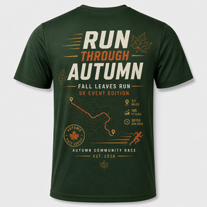 Camiseta para Correr con Estampado de Hojas Otoñales, Evento de Carrera 5K, Ropa de Running Personalizada, Carrera Comunitaria - Product Image 2