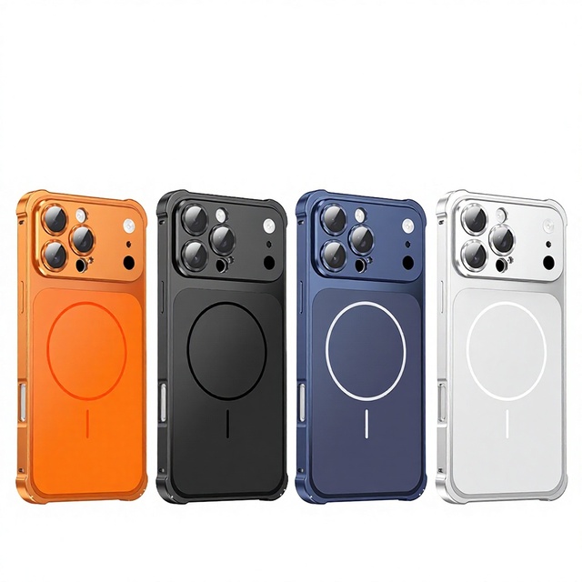 For for 17 Pro Max Fully Covered Ultra-thin Business case Magnetic Accessories Metal Frame Electroplate Waterproof Shockproof