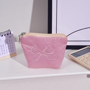 Pochette de rangement personnalisée <span class=keywords><strong>en</strong></span> tissu de soie avec motif petit nœud, pour maquillage, écouteurs, clés, cartes, portefeuille, porte-monnaie, avec logo brodé, pour usage quotidien - Product Image 5